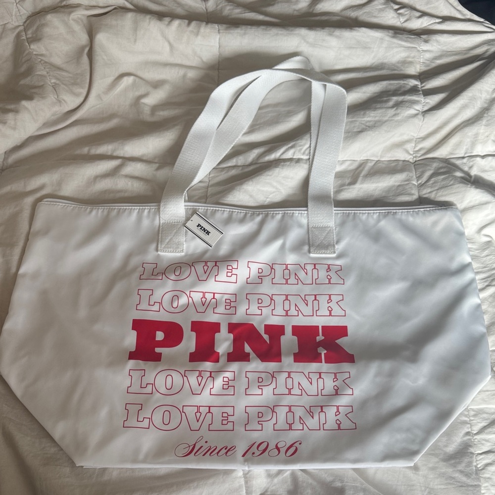 PINK Victoria's Secret White Tote with Pink Accents
